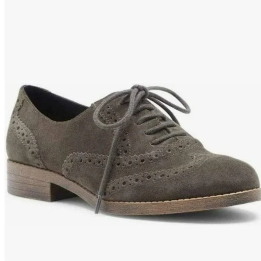 Sz 7.5 Sole Society army green suede leather lace up oxford wingtip shoes Forest